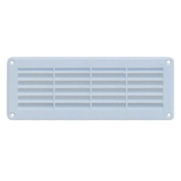 Grille d'aération blanche PVC Autogyre de 205x121mm avec moustiquaire intégrée