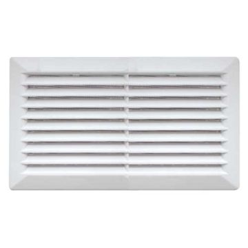 AUTOGYRE Grille d'aération PVC à clipser 304x135mm avec moustiquaire blanc - vue de face