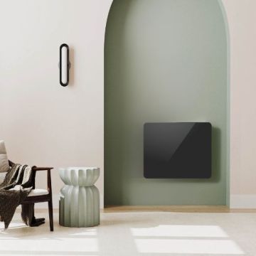 BATILEC Leona Radiateur à inertie céramique façade verre horizontal noir 1000W - BAT049948