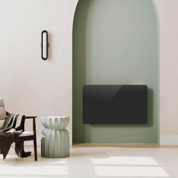 BATILEC Leona Radiateur à inertie céramique façade verre horizontal noir 1500W - BAT049955