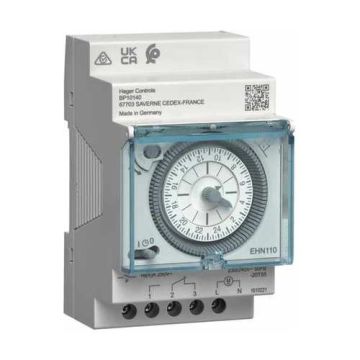 HAGER Interrupteur horaire 16A monophasé électromécanique 1 voie journalier sans réserve 3 module - EHN110