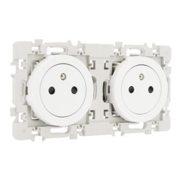 EUROHM Square Double prise de courant précâblée affleurante 2P+T blanc - 60252