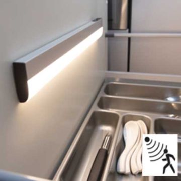 GAO Réglette LED rechargeable USB allumage auto à l'ouverture 2,5W 150lm 3000K Acier brossé 35cm - 7355