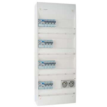 HAGER Gamma Tableau électrique prééquipé 4 rangées 2ID 40A 2ID 63A 14 disjoncteurs
