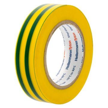 HELLERMANNTYTON Ruban adhésif isolant vert/jaune 15mm x 10m - HEL71000106