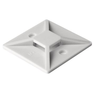 HELLERMANNTYTON Embases adhésives ou à visser blancs 28x28mm - 10 pièces - HEL914-60212