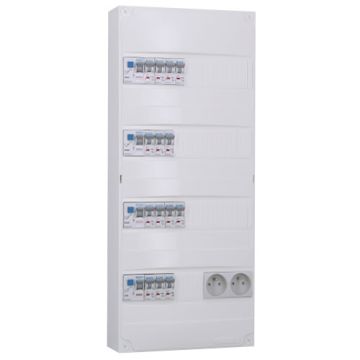 IKEPE Tableau électrique pré équipé à vis 4 rangées 2ID 40A 2ID 63A 14 disjoncteurs