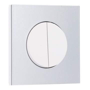 SCHNEIDER Odace Interrupteur double va et vient/bouton poussoir blanc craie et plaque simple aluminium