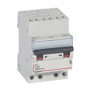 LEGRAND DX3 Disjoncteur tétrapolaire 25A auto/vis courbe C 4,5kA 400V - 406921