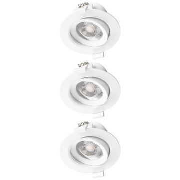 MIIDEX Lot de 3 spot LED encastrables CARAT orientables 230V 3x5W 370lm 3000K 90mm blanc - 763617