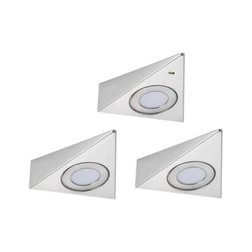 PAULMANN Eclairage LED sous meuble à détection TRIAS 3x2,7W 3x185lm 3000K acier brossé - 92125