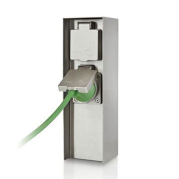 PHILIPS Borne extérieure 2 prise de courant 2P+T Rock inox IP44 - 71084746
