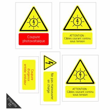 Etiquette de signalisation photovoltaïque - Partie DC