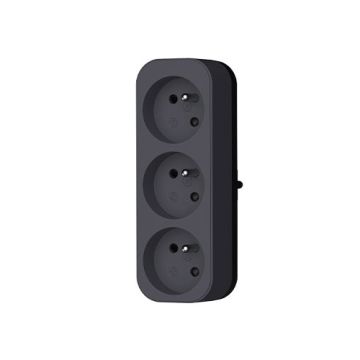 QUARX Multiprise murale Triplite 3 prises 2P+T 16A anthracite - 7238
