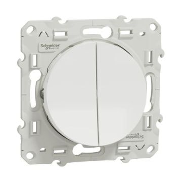 SCHNEIDER Odace Interrupteur double va et vient avec griffes blanc - S525214