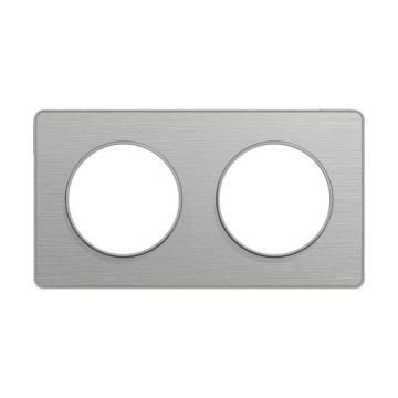 plaque 2 postes schneider odace styl aluminium brossé