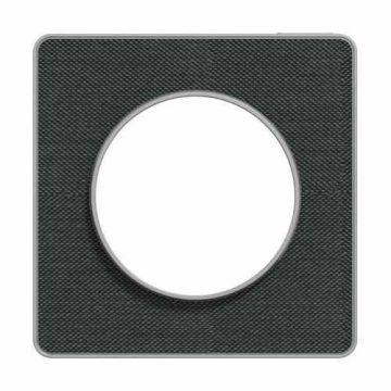 plaque 1 poste Schneider Odace Touch finition Kvadrat noir avec liseré aluminium - vue de face