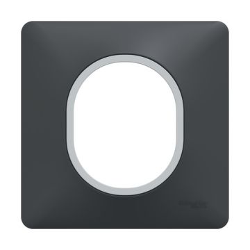 SCHNEIDER Ovalis Plaque simple anthracite avec bague effet argent chromé - S340702G
