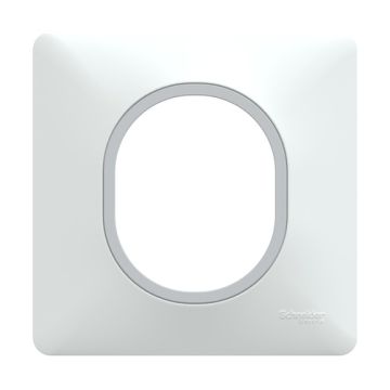 SCHNEIDER Ovalis Plaque simple blanc avec bague effet argent chromé - S320702F