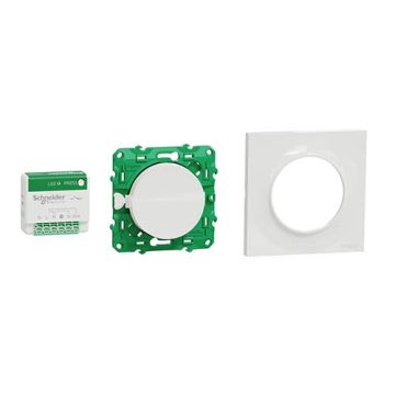 Kit sans fil sans pile Schneider Odace composé d'un micro module + un interrupteur + une plaque de finition