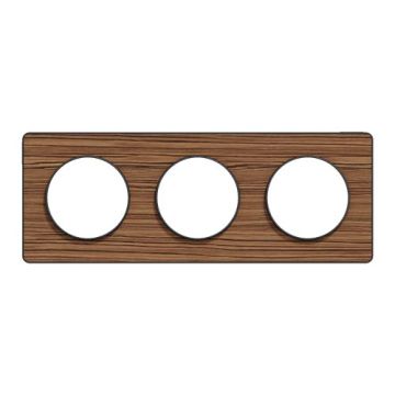 SCHNEIDER Odace Touch Plaque triple  bois zebrano avec liseré anthracite - S540806P4