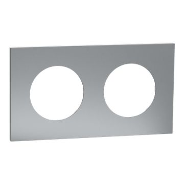 SCHNEIDER Odace Metal Plaque double titane support blanc - S910704