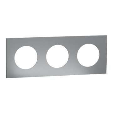 SCHNEIDER Odace Metal Plaque triple titane support blanc - S910706