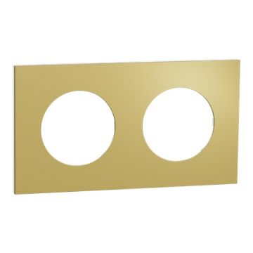 SCHNEIDER Odace Metal Plaque double laiton support blanc  - S911704