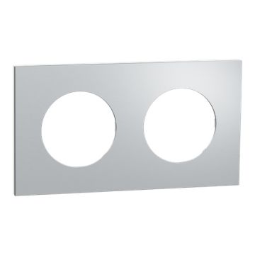 SCHNEIDER Odace Metal Plaque double aluminium support blanc - S914704