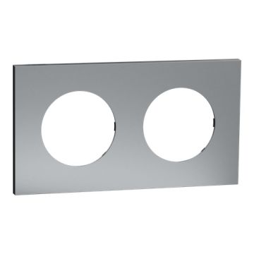 SCHNEIDER Odace Metal Plaque double titane support noir - S915704