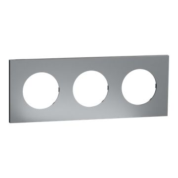 SCHNEIDER Odace Metal Plaque triple titane support noir - S915706