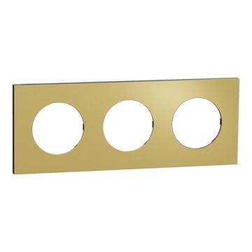 SCHNEIDER Odace Metal Plaque triple laiton support noir - S916706