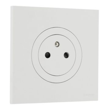 SCHNEIDER Odace Prise de courant 2P+T affleurante blanc craie complet