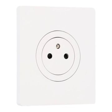 SCHNEIDER Odace Prise de courant 2P+T affleurante blanc craie et plaque simple blanc craie 