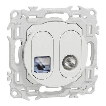 SCHNEIDER Odace Prise RJ45 catégorie 6 STP et TV simple blanc craie - S920141