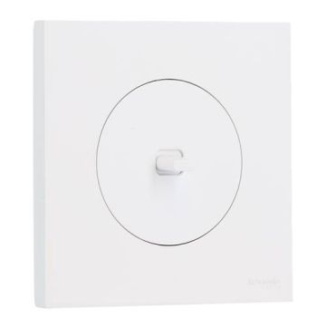 SCHNEIDER Odace Interrupteur va et vient/bouton poussoir à levier blanc craie complet