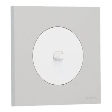 SCHNEIDER Odace Interrupteur va et vient/bouton poussoir à levier blanc craie et plaque simple gris galet