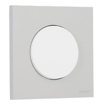 SCHNEIDER Odace Interrupteur va et vient/bouton poussoir blanc craie et plaque simple gris galet