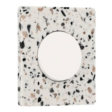 SCHNEIDER Odace Interrupteur va et vient/bouton poussoir blanc craie et plaque simple Architecte effet terrazzo