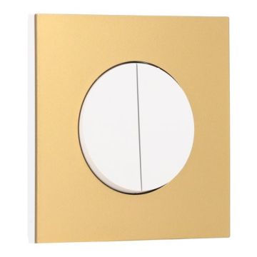 SCHNEIDER Odace Interrupteur double va et vient/bouton poussoir blanc craie et plaque simple laiton