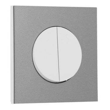 SCHNEIDER Odace Interrupteur double va et vient/bouton poussoir blanc craie et plaque simple titane