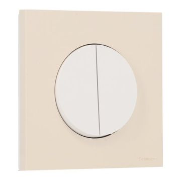 SCHNEIDER Odace Interrupteur double va et vient/bouton poussoir blanc craie et plaque simple beige sable