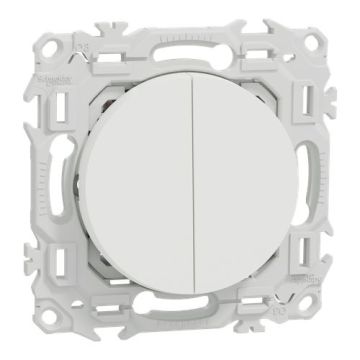 SCHNEIDER Odace Interrupteur double va et vient/bouton poussoir blanc craie - S920214