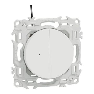 SCHNEIDER Odace Interrupteur double va et vient/bouton poussoir à voyant lumineux blanc craie - S920273