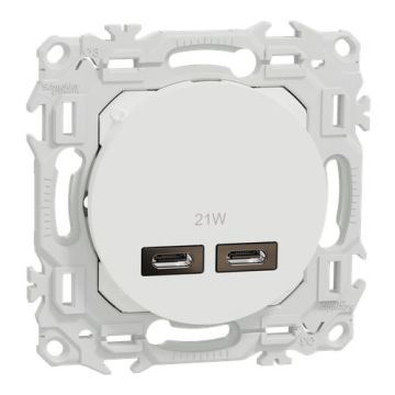 SCHNEIDER Odace Double chargeur USB Type-C blanc craie - S920401