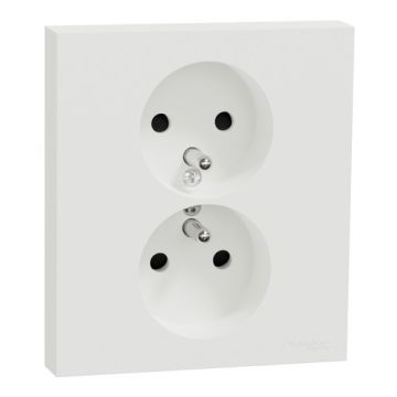 SCHNEIDER Odace Double prise de courant 2P+T complet blanc craie - S921089
