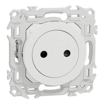SCHNEIDER Odace Prise de courant 2P affleurante avec griffes blanc craie - S925033