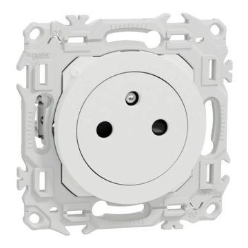 SCHNEIDER Odace Prise de courant 2P+T affleurante avec griffes blanc craie - S925052