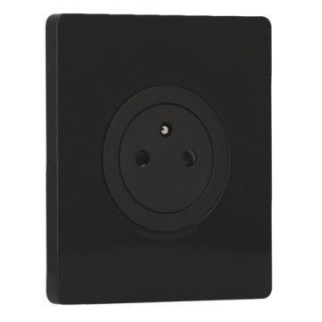 SCHNEIDER Odace Prise de courant 2P+T affleurante noir onyx et plaque simple Architecte noir émaillé