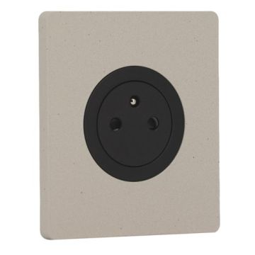 SCHNEIDER Odace Prise de courant 2P+T affleurante noir onyx et plaque simple Architecte béton